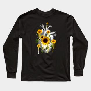 Sunflowers Heart Human Anatomy Long Sleeve T-Shirt